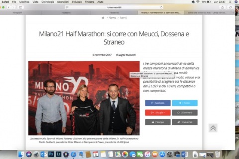 Novembre 2017:CONFERENZA STAMPA MILANO21 HALF MARATHON