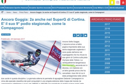 CONI: GENNAIO 2017:CORTINA DH/SG LADIES AUDI FIS SKI WORLD CUP